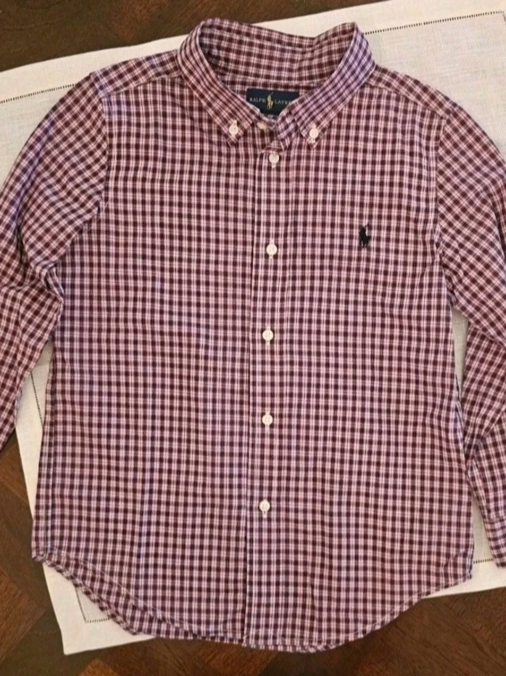 Polo Ralph Lauren Boys Long Sleeve Plaid Button Down Shirt Size 5 Red Blue